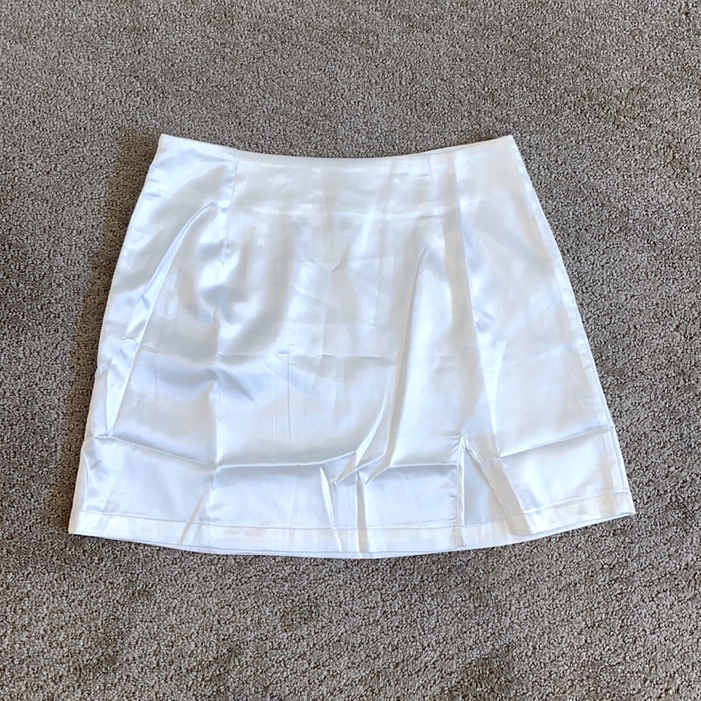White satin mini skirt